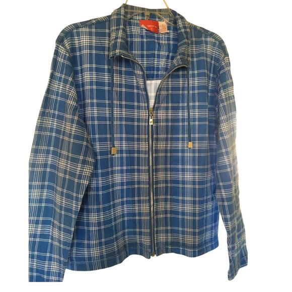 Pretty Liz Claiborne 100% Cotton Zip Up With a Drawstring Collar, Size Small - Picture 1 of 4